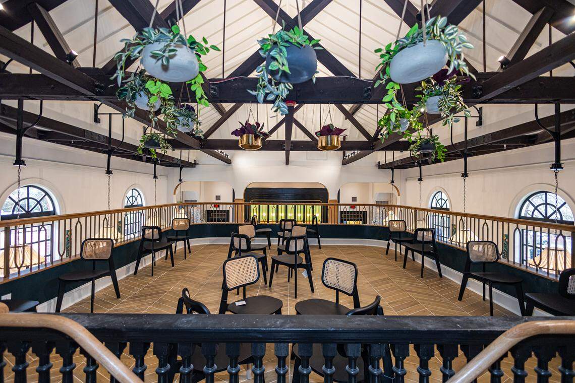 The upper seating area at Leluia Hall, awaiting tables.