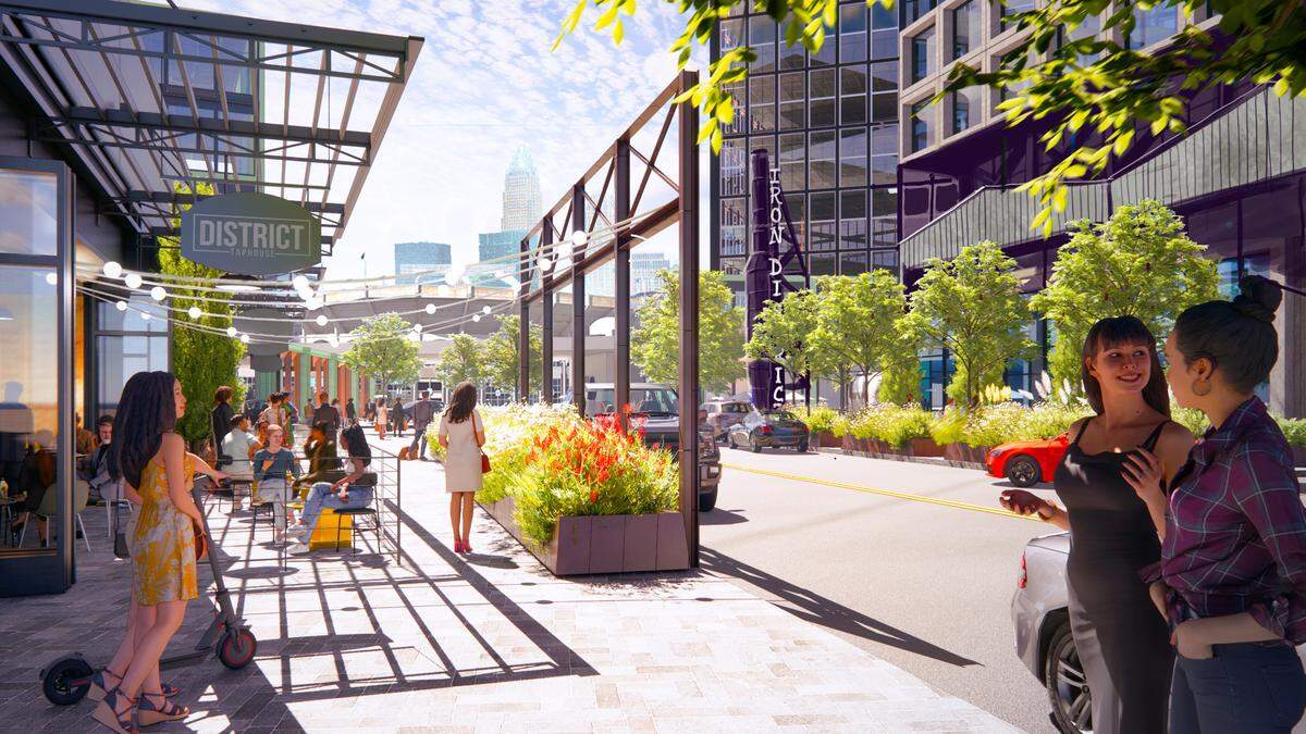 Rendering of the proposed Iron District, a mixed-use development on the former Charlotte Pipe & Foundry Company site in uptown and South End.