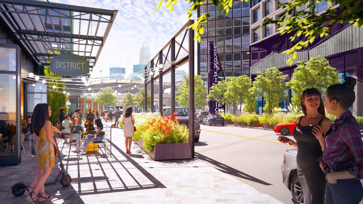 Rendering of the proposed Iron District, a mixed-use development on the former Charlotte Pipe & Foundry Company site in uptown and South End.