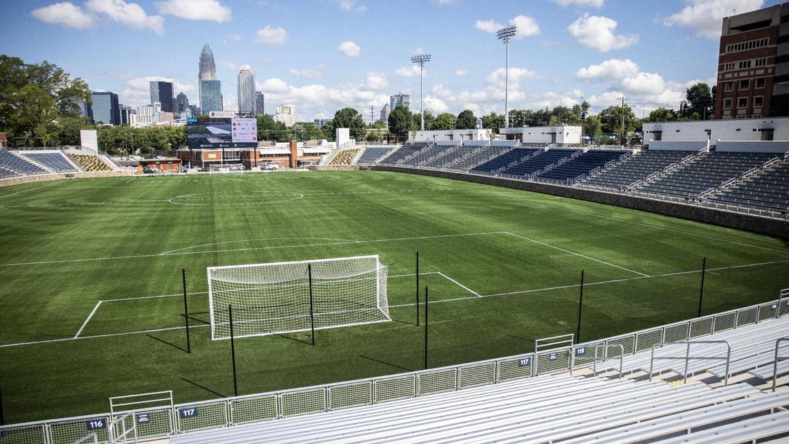 The new American Legion Memorial Stadium, seen on Wednesday, June 23, 2021, will debut July 7 with a pro soccer match between the Charlotte Independence and and New York Red Bulls II. Fireworks will follow the match.