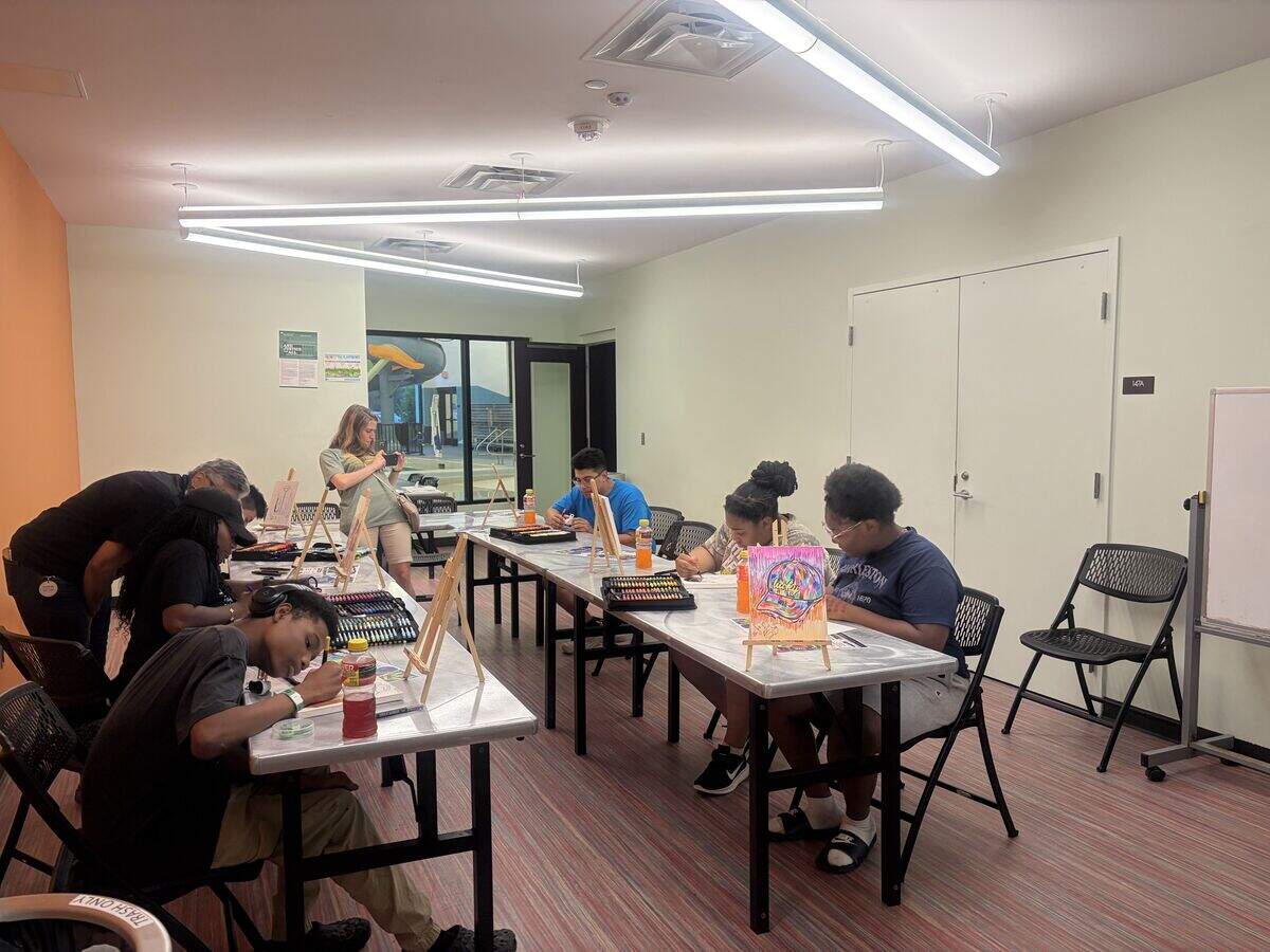 Teens make art at Mecklenburg County Park and Recreation’s second Teen Summer Jam on Friday, July 17, 2026, at the Eastway Regional Recreation Center.