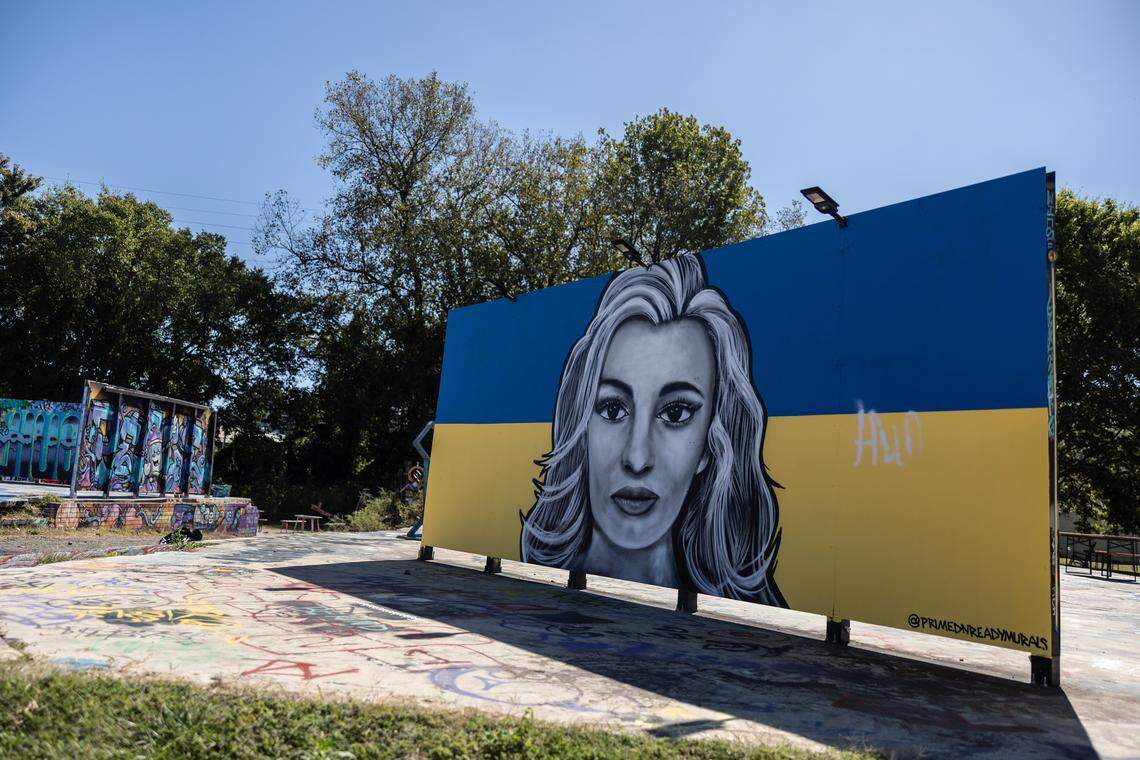 A mural in memory of Iryna Zarutska at the Taoh Outdoor Gallery in Charlotte.