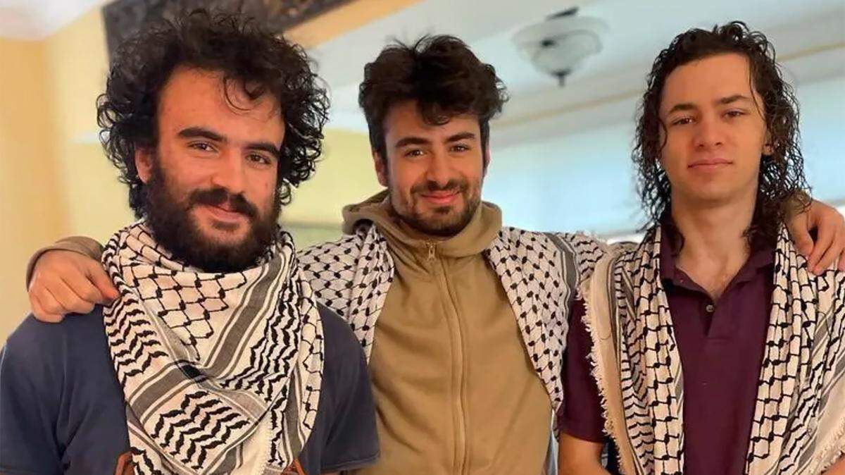 Palestinian-American college students, from left, Tahseen Ali Ahmad, Kinnan Abdalhamid and Hisham Awartani were shot and seriously injured Nov. 25, 2023 while walking to dinner in Burlington, Vt.