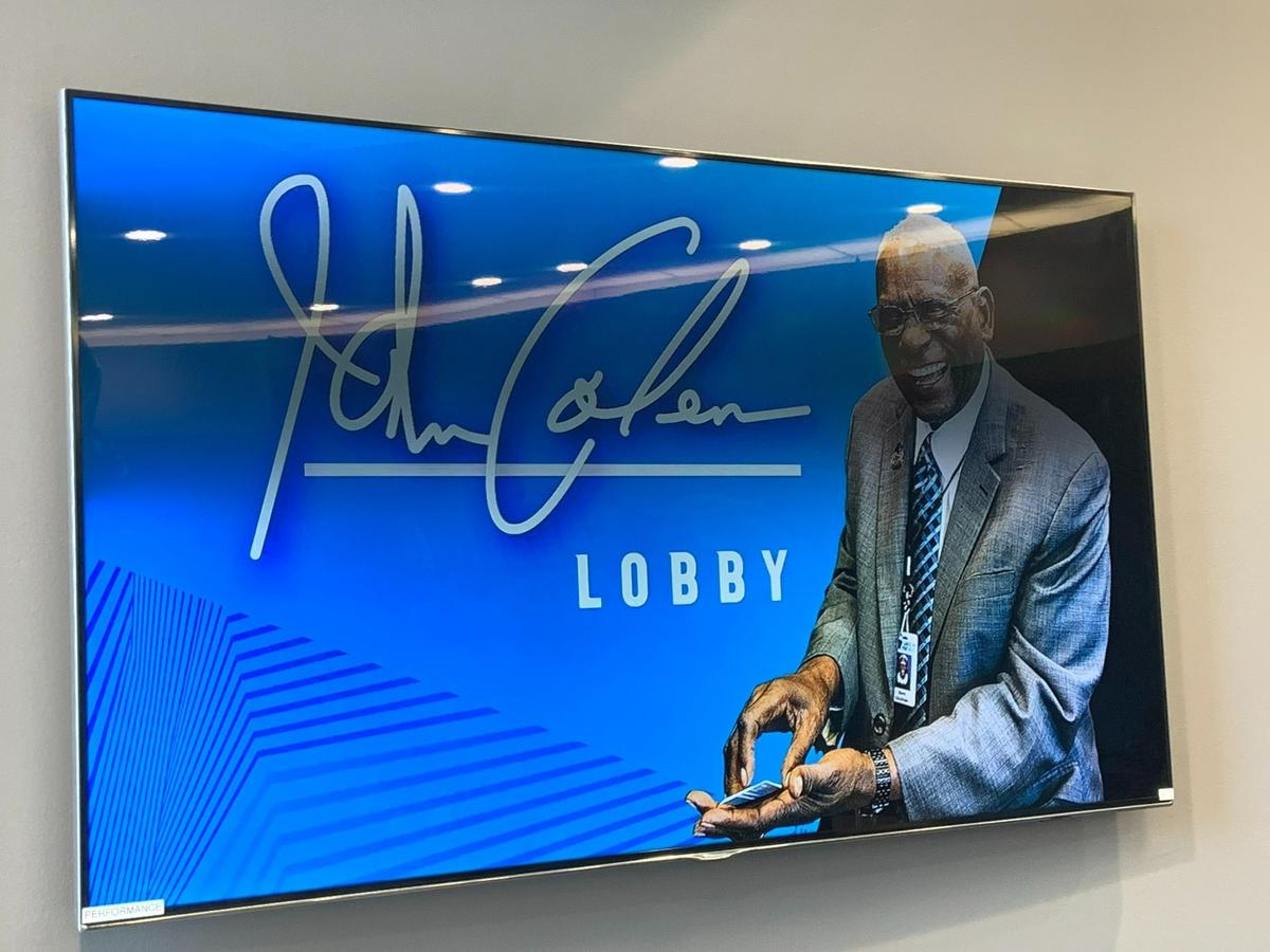 The Carolina Panthers officially named the West Lobby at Bank of America Stadium the John Coleman Lobby Saturday, Dec. 11, 2021.