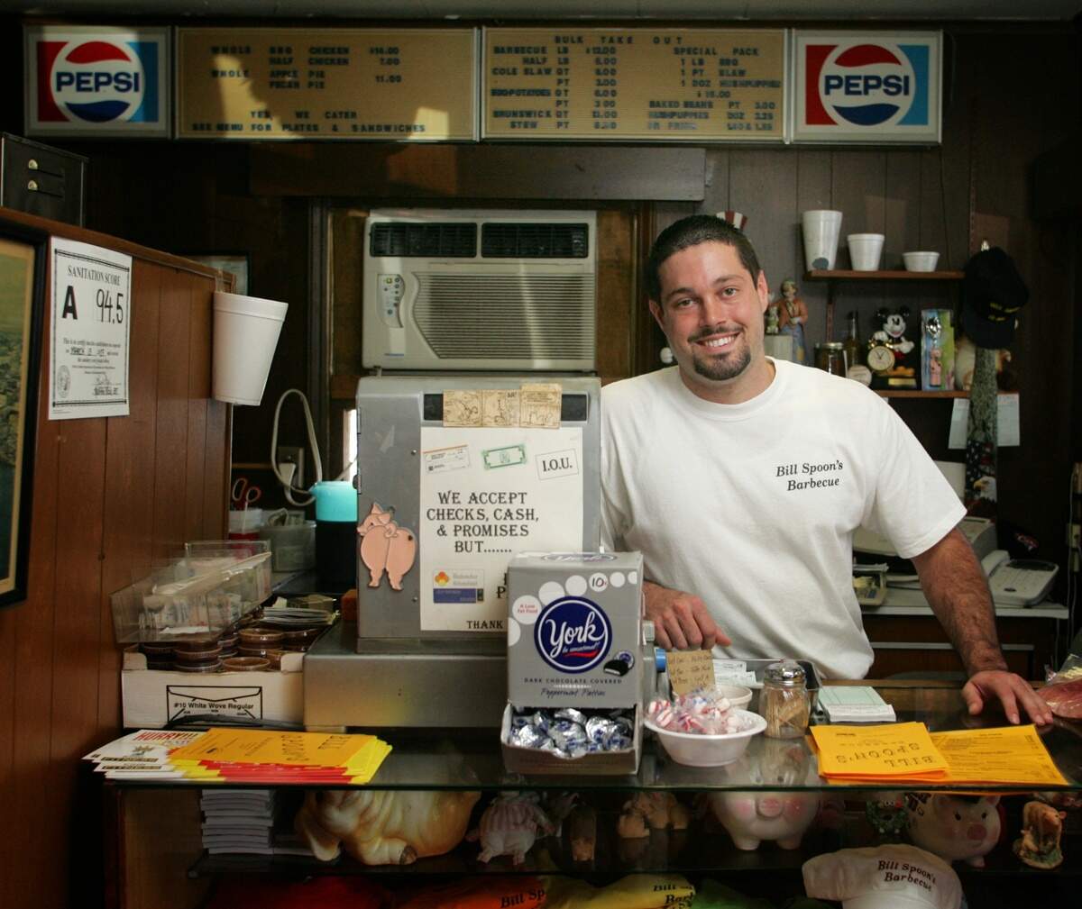 Steve Spoon, grandson of Bill Spoon, photographed at Bill Spoon’s Barbecue in 2007. “It was hard. It was very hard,” Steve Spoon Jr. said of closing up for good in 2020. “It’s a huge part of my life that I had to leave behind and start a new chapter.”