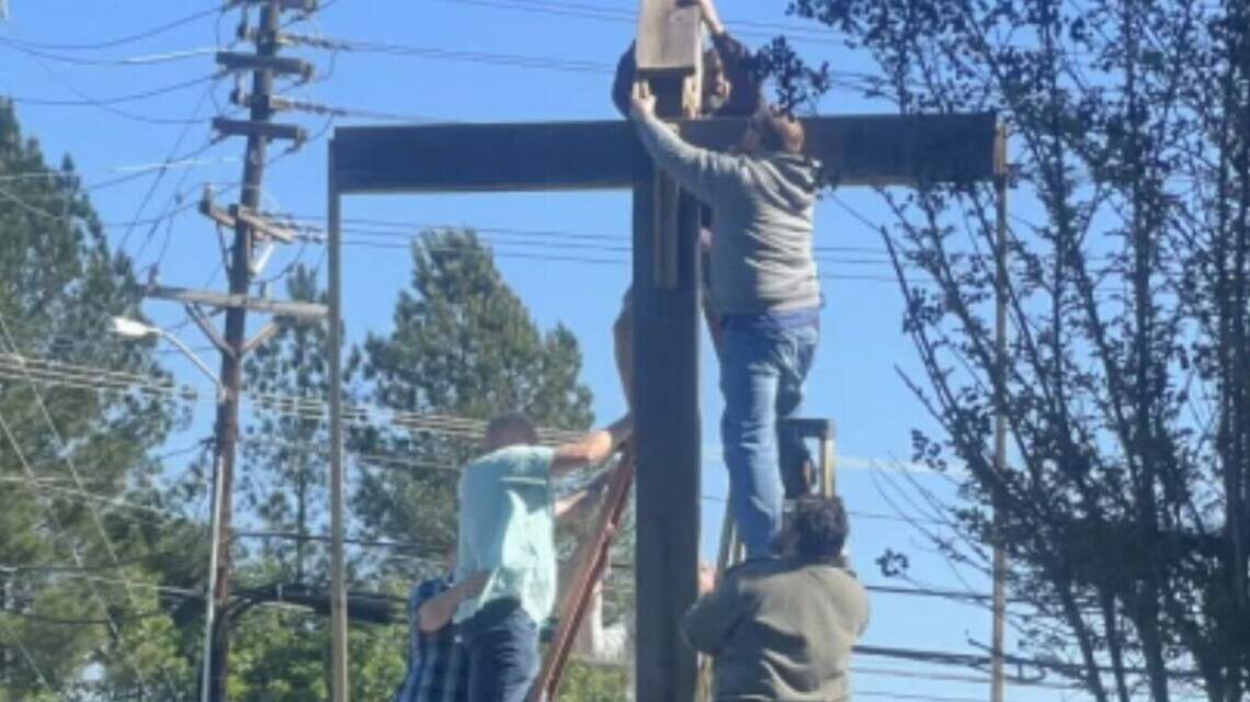 NC police looking for person who cut down cross outside of church Easter morning