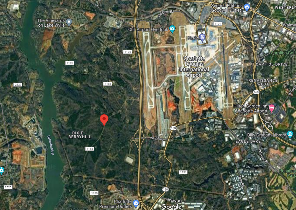 The River District spans 1,400 acres just west of Charlotte Douglas International Airport. It sits along the Catawba River.