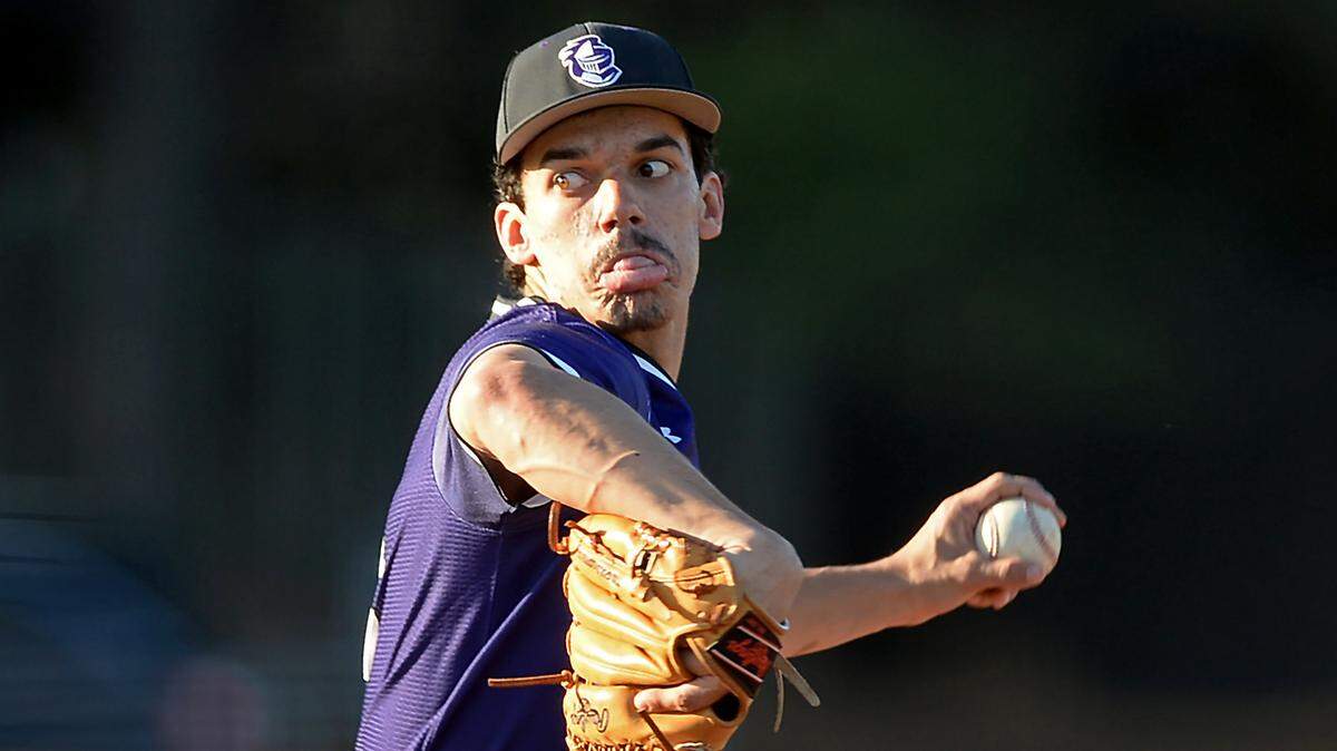 Ardrey Kell pitcher Andrew Sentlinger delivers a pitch to a South Meck batter during prep baseball action on Friday, April 1, 2022 at Ardrey Kell High School.