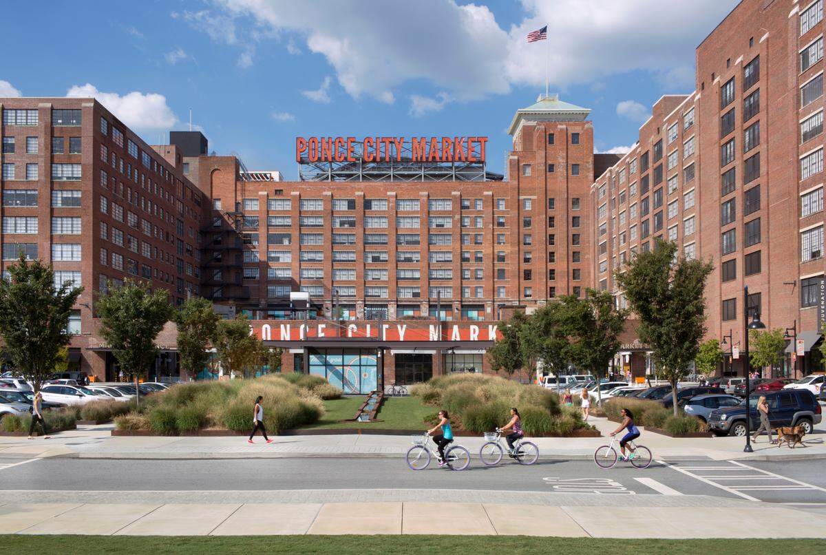 Ponce City Market is a food hall lined with an eclectic array of bars and restaurants, retailers and boutiques.