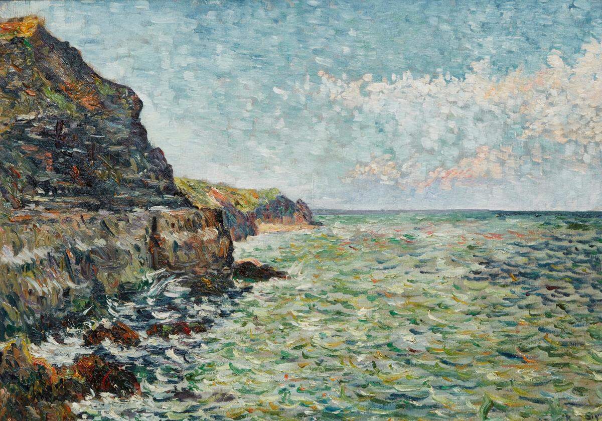 Paul Signac “Port-en-Bessin – Les rochers du Calvados,” 1883. Oil on canvas, 17 3/4 × 25 inches. Photo: Kent Pell