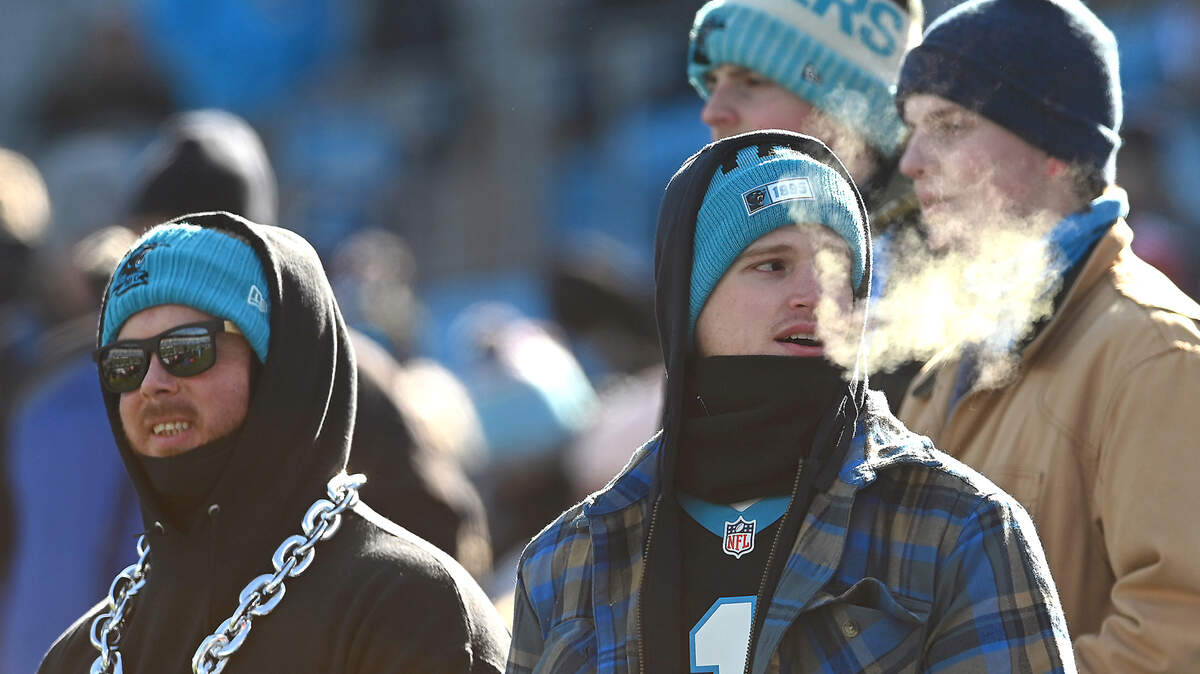 Carolina Panthers brave the cold weather at Bank of America Stadium on Saturday, December 24, 2022 in Charlotte, NC. The Panthers are hosting the Detroit Lions in NFL action.
