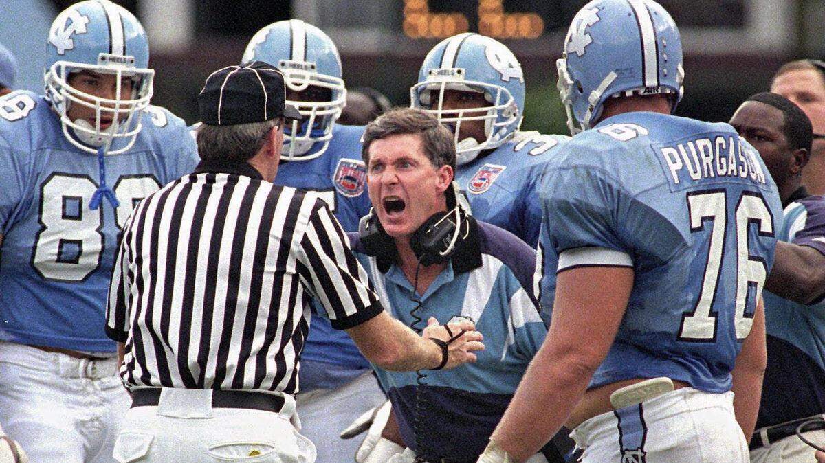 Mack Brown, shown here in 1994, has returned to coach the North Carolina Tar Heels.
