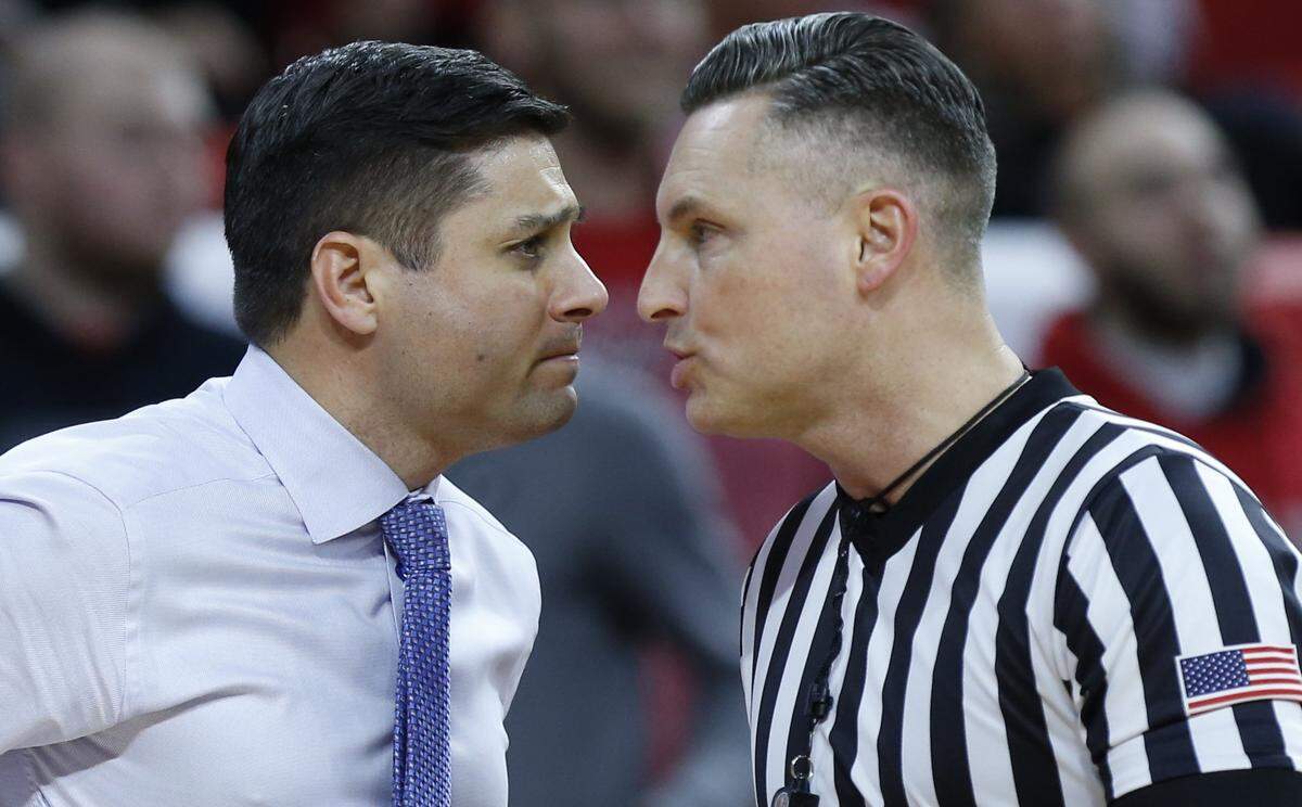 At UNC Greensboro in 2017, head coach Wes Miller had words with an official in Raleigh. Miller took UNCG to two NCAA tournaments, in 2018 and 2021.
