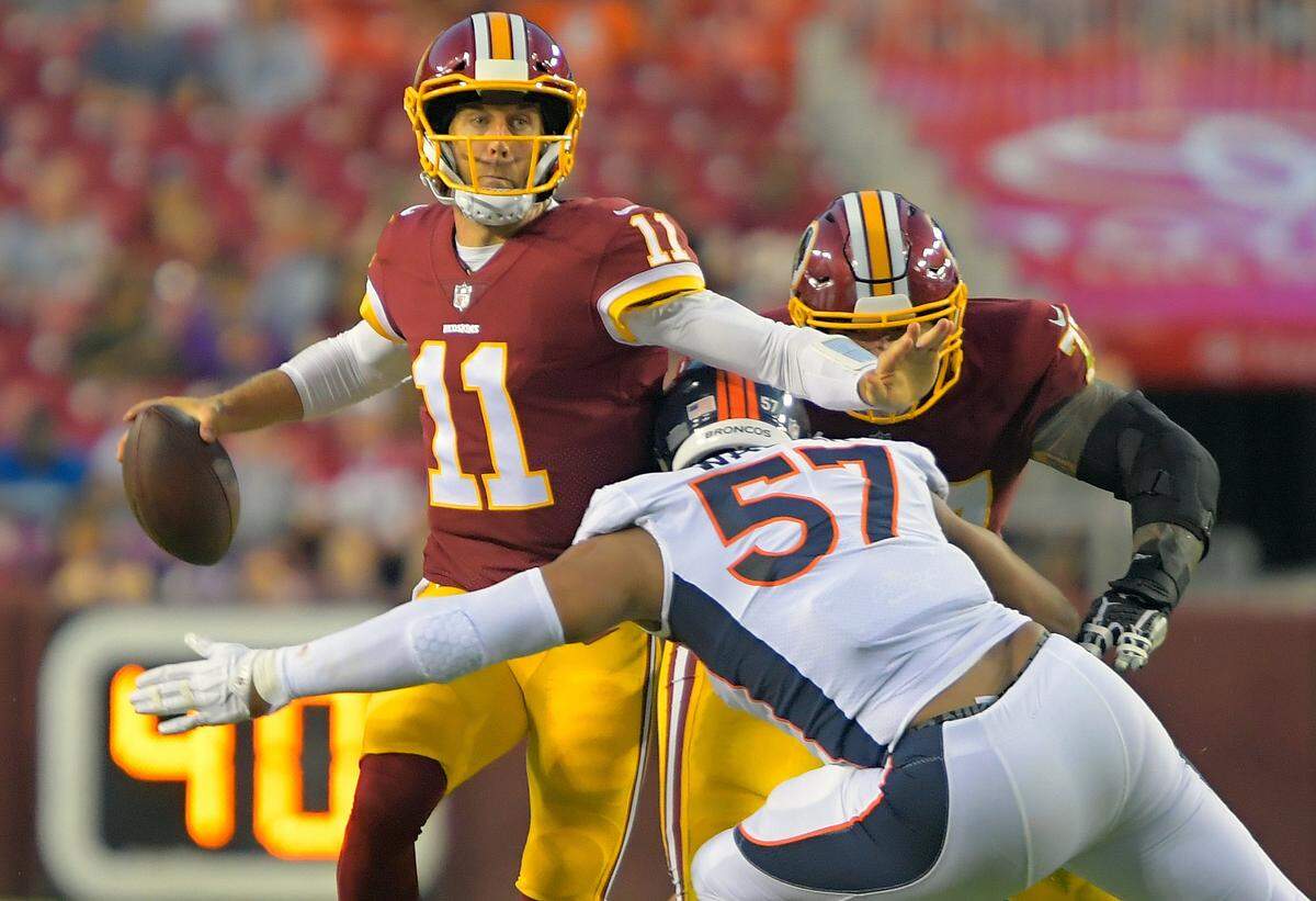 With new quarterback Alex Smith (11) in town, Washington should look to capitalize on short passing routes that challenge Carolina's linebacking corps.