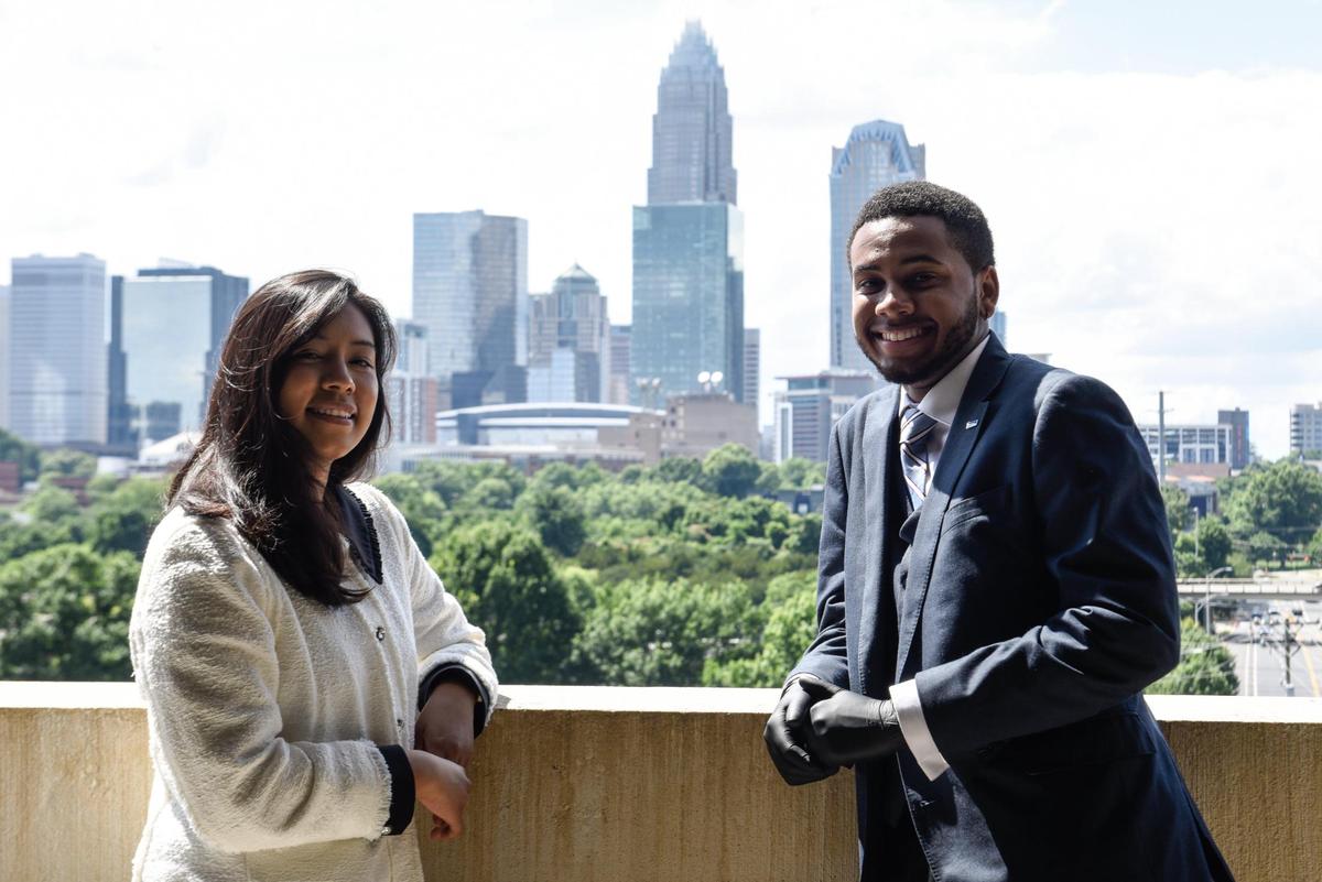 Lizette Gomez, left, and Trinity Simpson, are both students in Year Up, a program that tries to improve economic mobility in Charlotte.