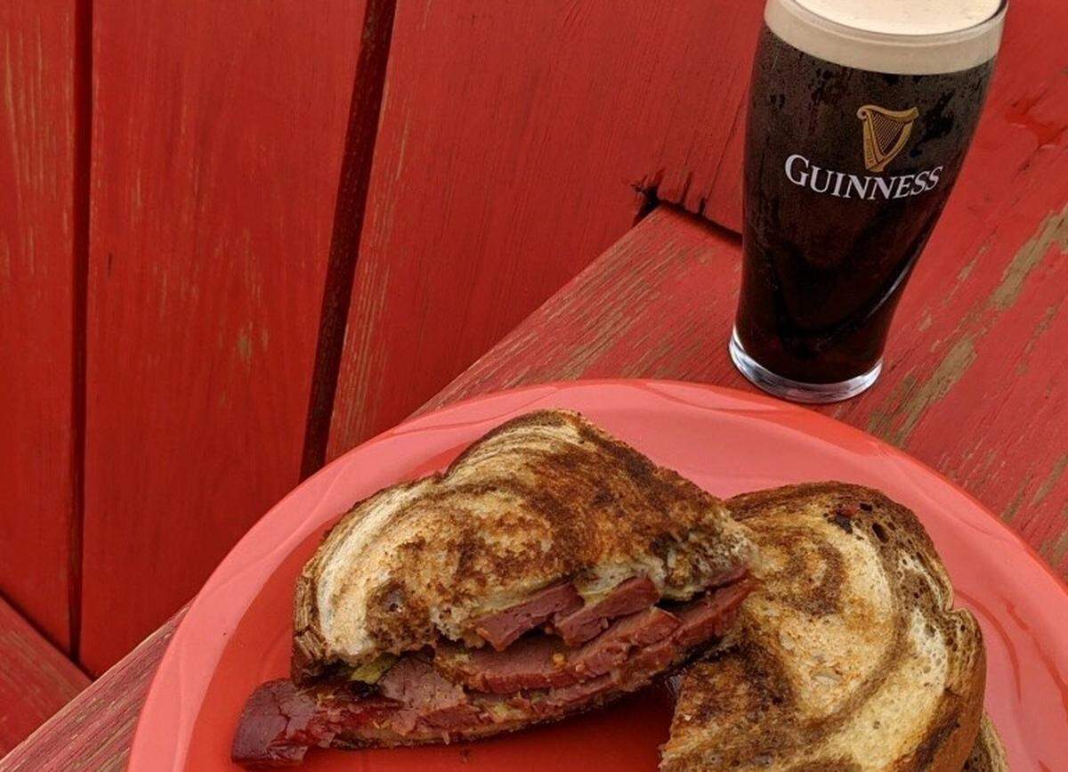 At Angry Ales, you can grab a corned beef on grilled rye with Irish potatoes for $11.