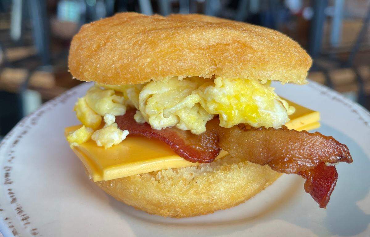 Growlers Pourhouse will be serving a special breakfast sandwich, made with a Reigning Doughnuts doughnut, when it opens early for World Cup on Dec. 3 and 4.