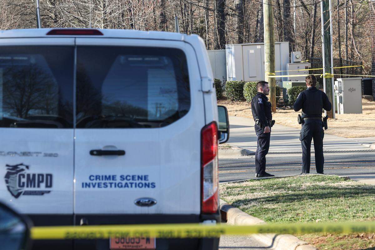 Charlotte-Mecklenburg police investigate a shooting Thursday afternoon near Martin Luther King. Jr. Middle School in east Charlotte.