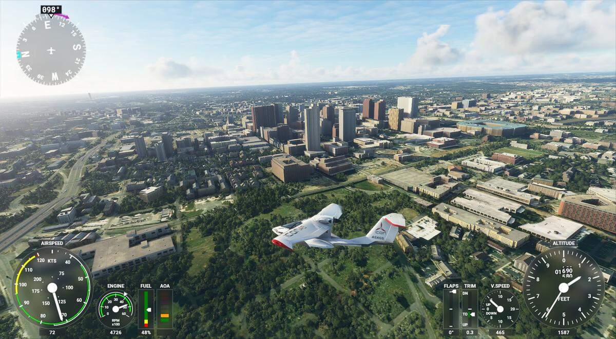 A photo of Charlotte’s uptown on the new Microsoft Flight Simulator 2020