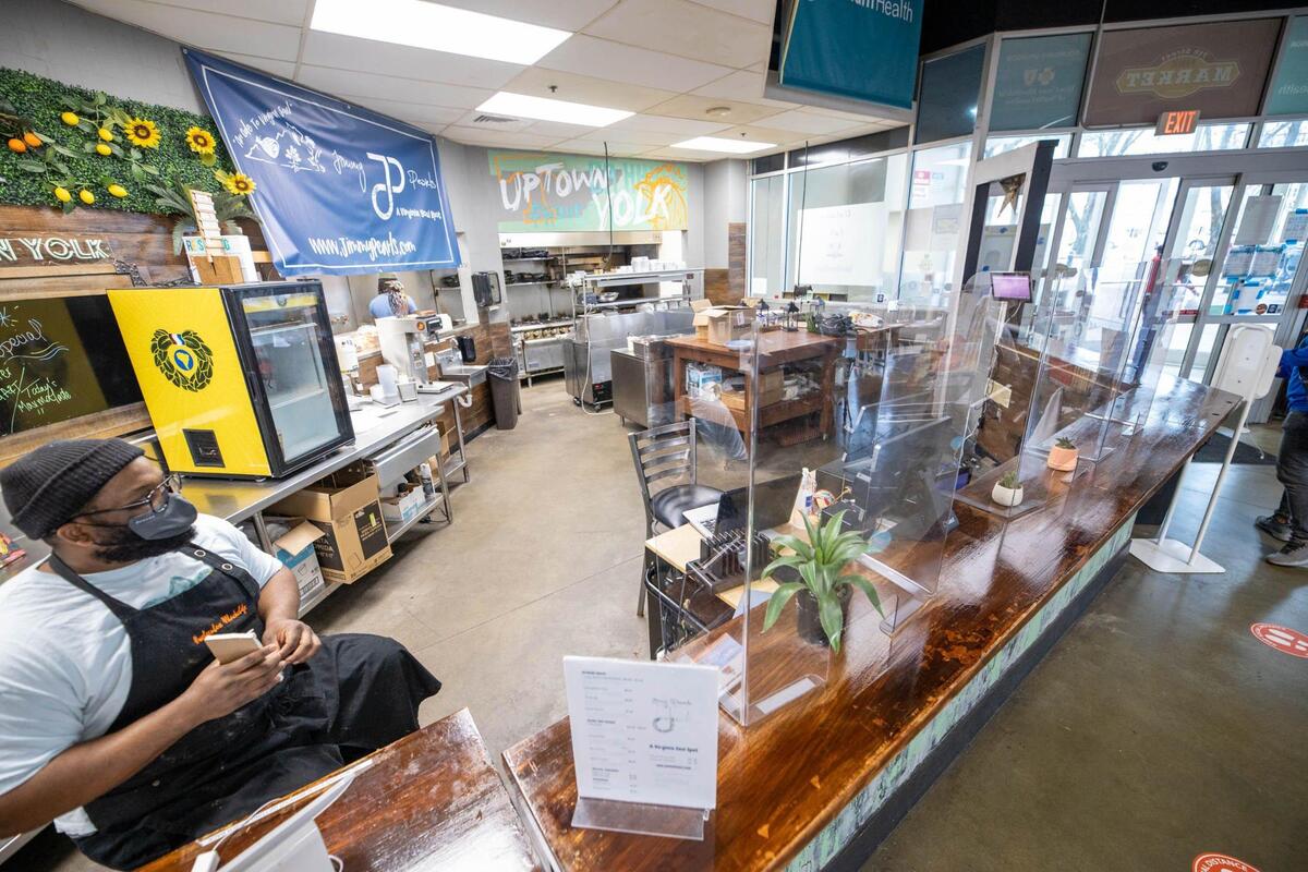 Daryl Cooper finishes taking an order at Jimmy Pearls on Friday, Feb. 26.