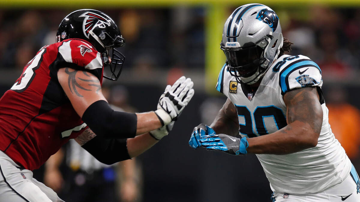 Carolina Panthers defensive end Julius Peppers (90) made a $100,000 donation to start a fund to aid victims of Hurricane Florence in the Carolinas, and he challenged his peers to join in.