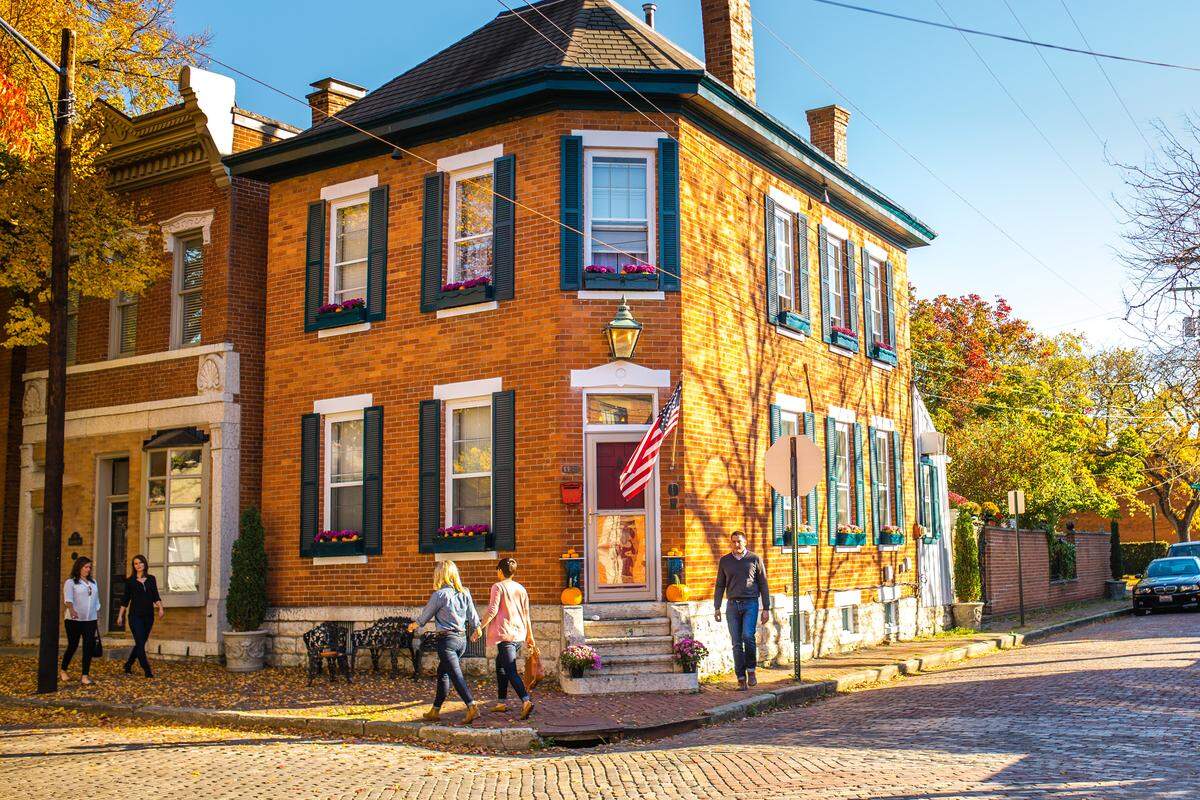 German Village charms with historic brick streets and stunning fall décor.