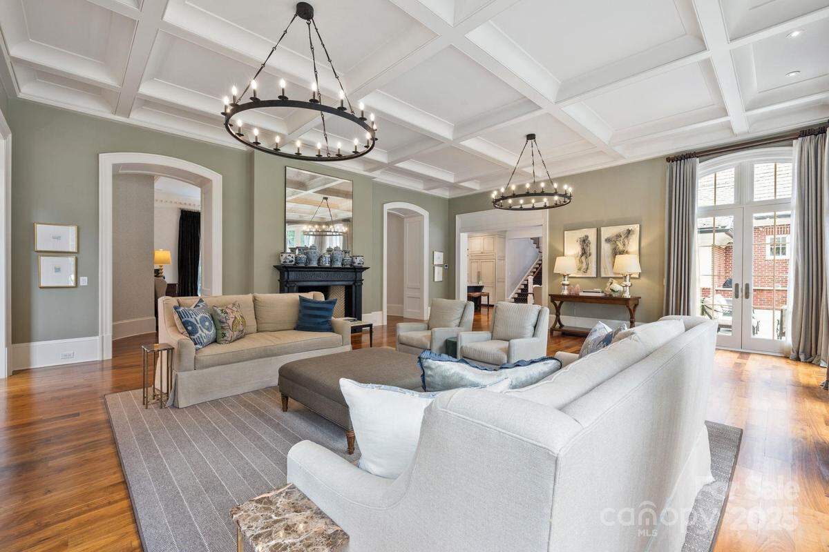 The mansion includes lots of space to relax with company.
