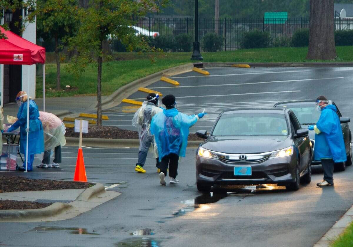 Olde Mecklenburg Brewery’s parking lot was turned into a drive-thru COVID-19 testing site on Oct. 10.