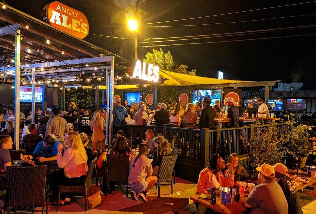 The patio at Angry Ale’s is a popular spot to gather up a group and watch your favorite sporting events.