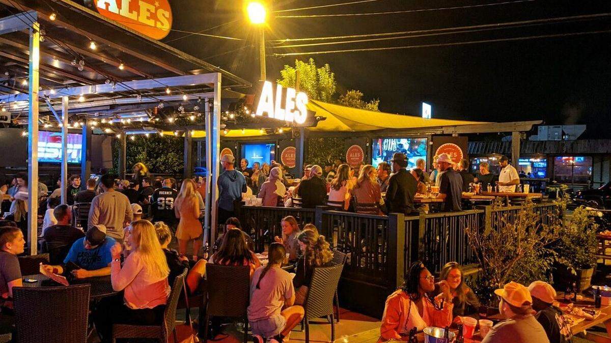 The patio at Angry Ale’s is a popular spot to gather up a group and watch your favorite sporting events.