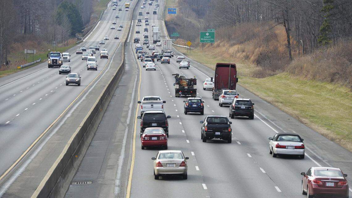 Traffic moves along Interstate 85 in Gaston County in this 2015 photo taken from the Hickory Grove Road Bridge in McAdenville.