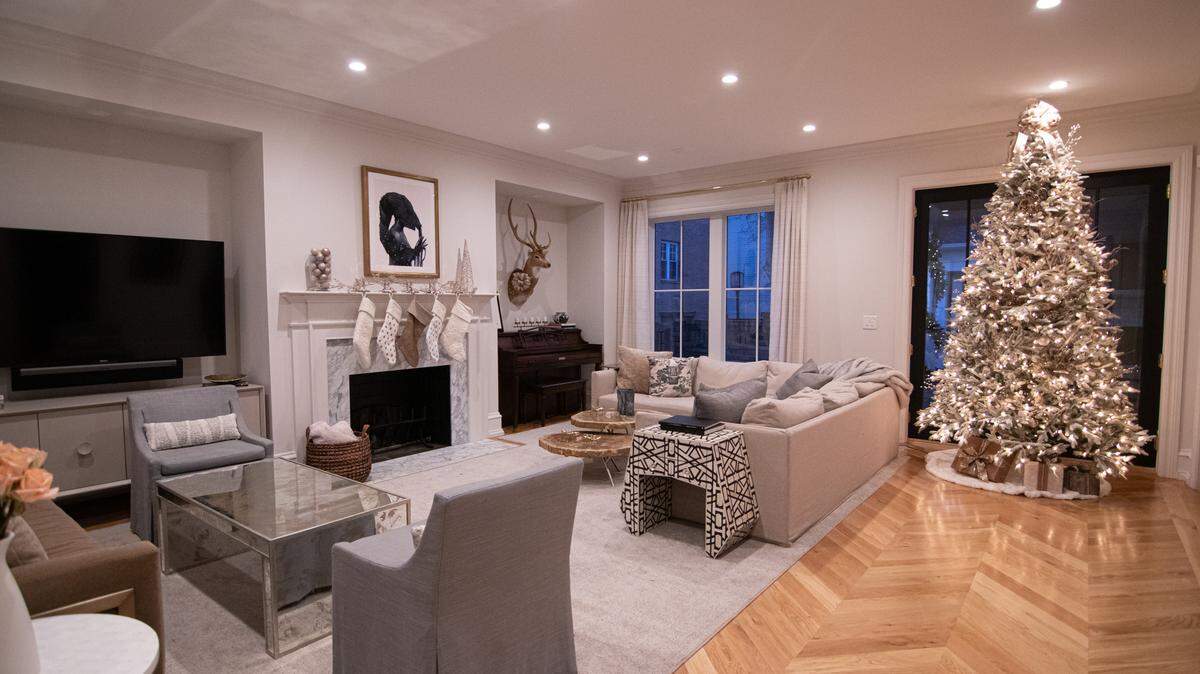 The Alston Residence on Pine Street has an original piece by Stephanie J. Woods, a former McColl Center artist-in-resident, displayed over the mantle in the living room.
