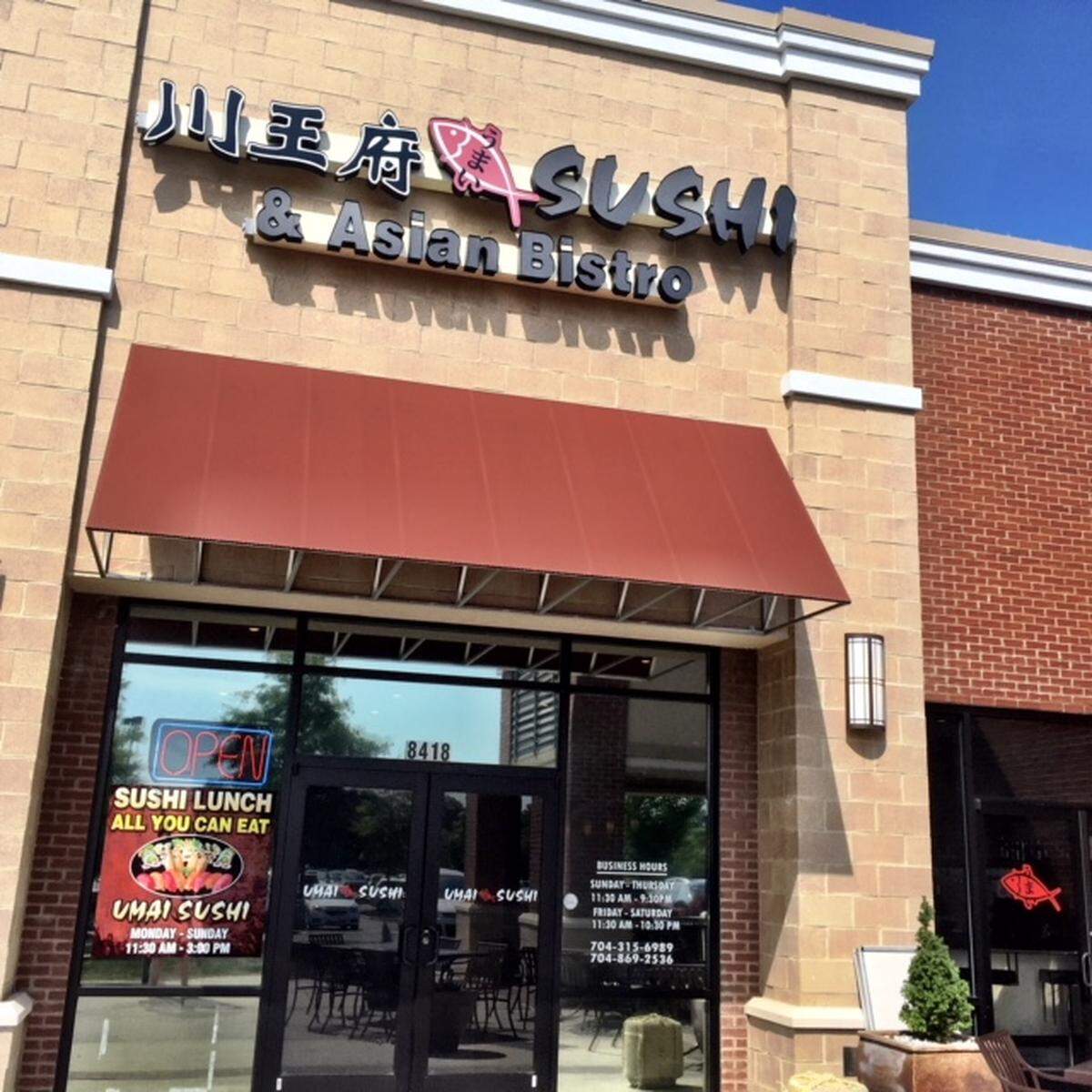 The sign for Chuan Wang Fu at Quail Corners says only "Sushi & Asian Bistro," and the name of the sushi bar inside, Umai.
