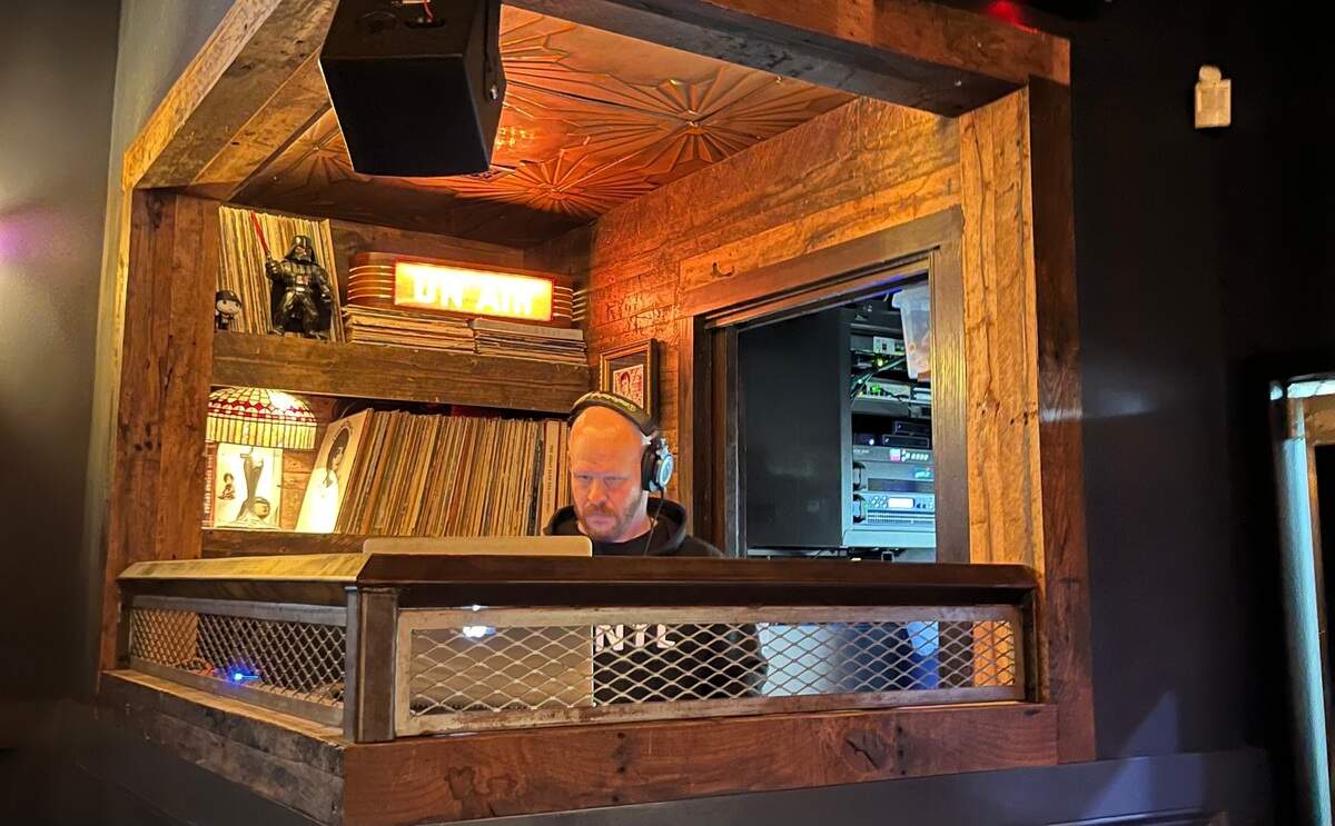 You can listen to a DJ drop beats while you eat gastropub-style bites at VINYL.