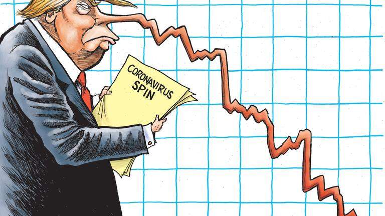 Kevin Siers cartoon: Trump reassures the nation about coronavirus