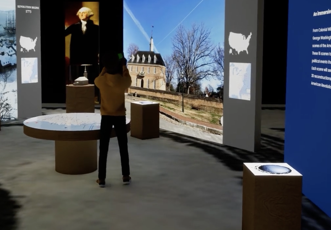 A screengrab from a video showcasing American Revolution, the Augmented Exhibition, gives viewers an idea of what they can expect to see when the exhibit comes to the Charlotte Museum of History in 2026.