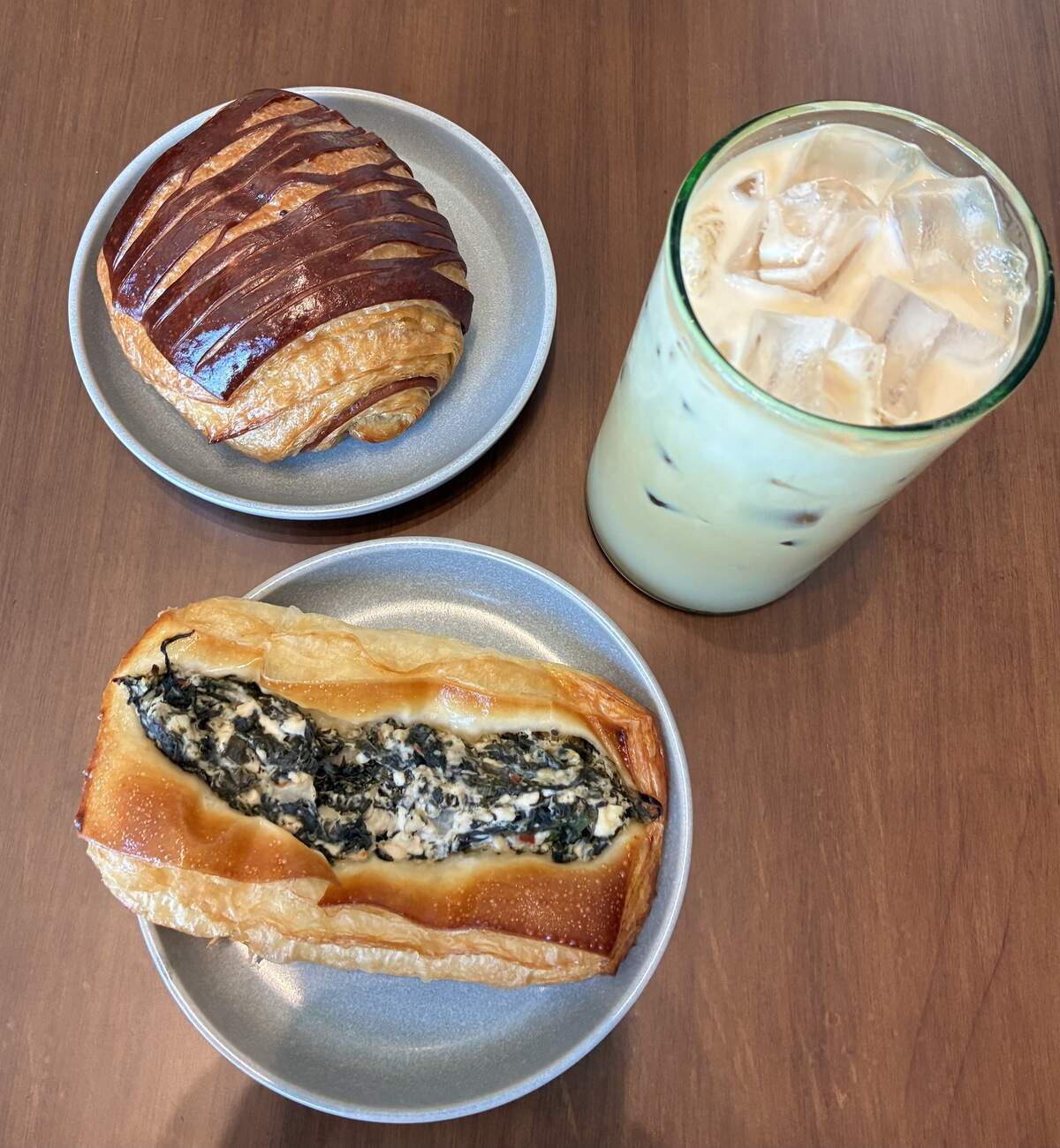 A ginger latte and pastries at Audire.