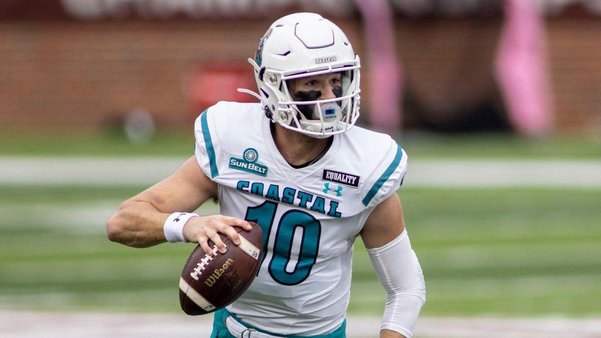 Coastal Carolina quarterback Grayson McCall (10) threw for a career-high 338 yards on Dec. 12th against Troy.