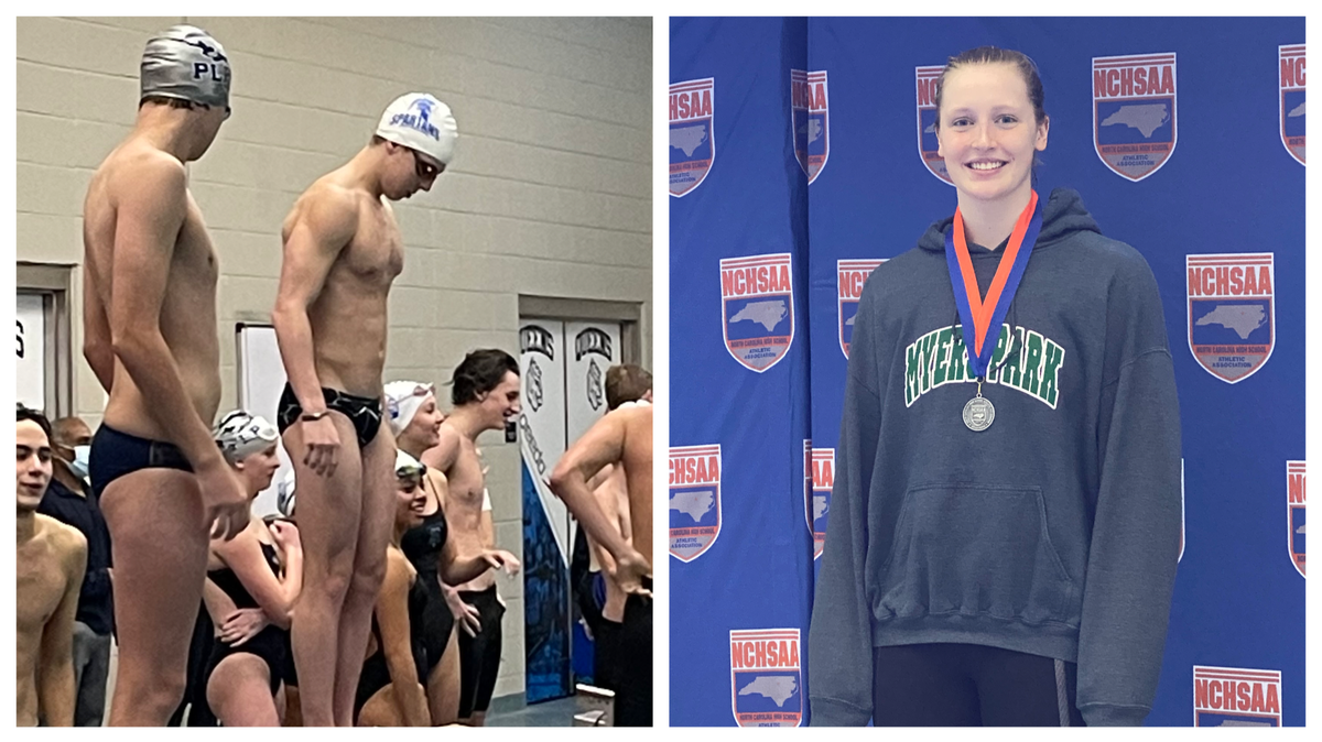 Community School of Davidson’s Baylor Nelson (left) and Myers Park’s Kiley Wilhelm are the 2021-22 Charlotte Observer Swimmers of the Year.