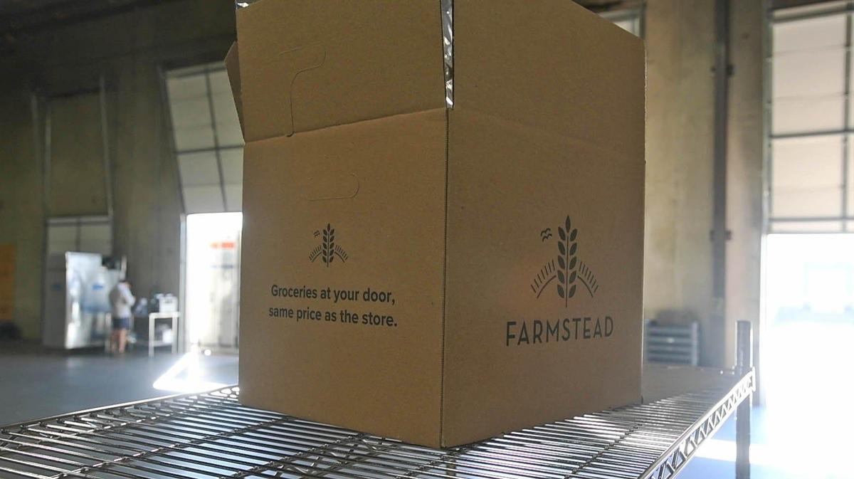 A packing box displays the company’s motto at the Farmstead Charlotte’ offices on Thursday, November 19, 2020. This is a new expansion of the online grocery market into the Charlotte area.