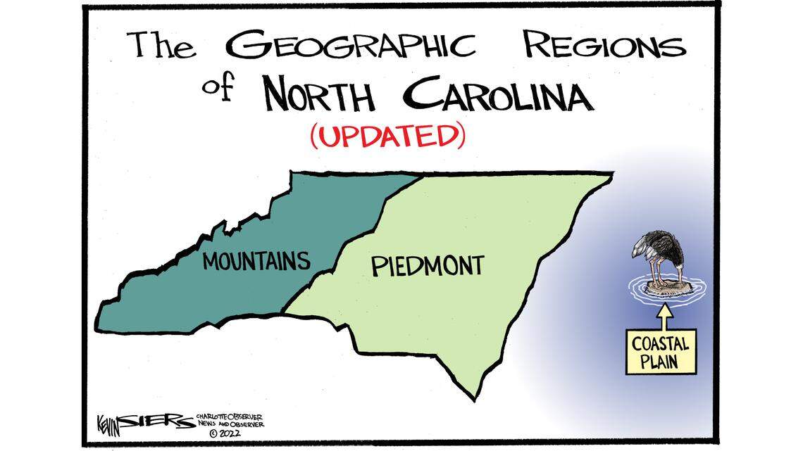 Kevin Siers cartoon: The new geographic regions of North Carolina