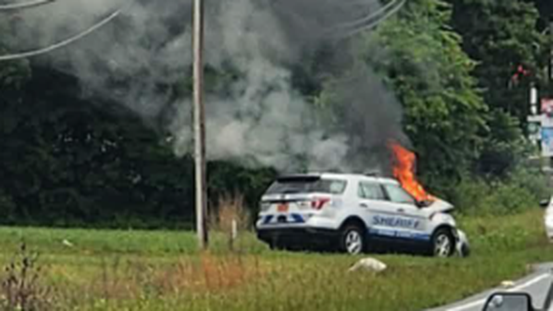 Injured deputy in burning vehicle pulled free by fellow deputy, NC sheriff says