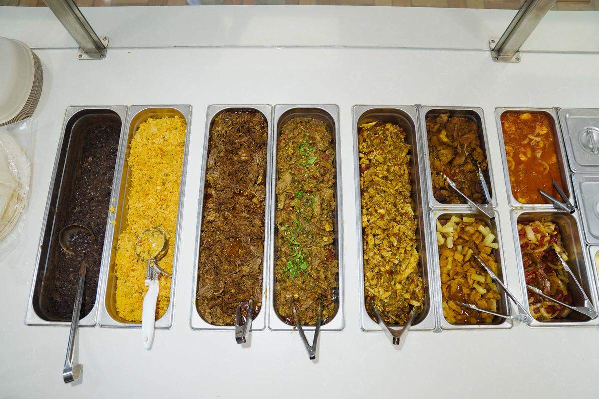 Tacos & Tortilla Factory protein options include barbacoa, carnitas, chicken pastor, birria and more.