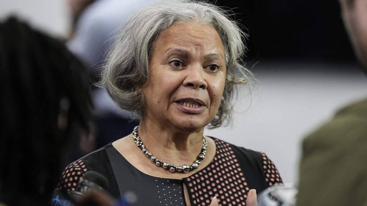 Charlotte Mayor Vi Lyles speaks to reporters after a press conference addressing public safety on Thursday.