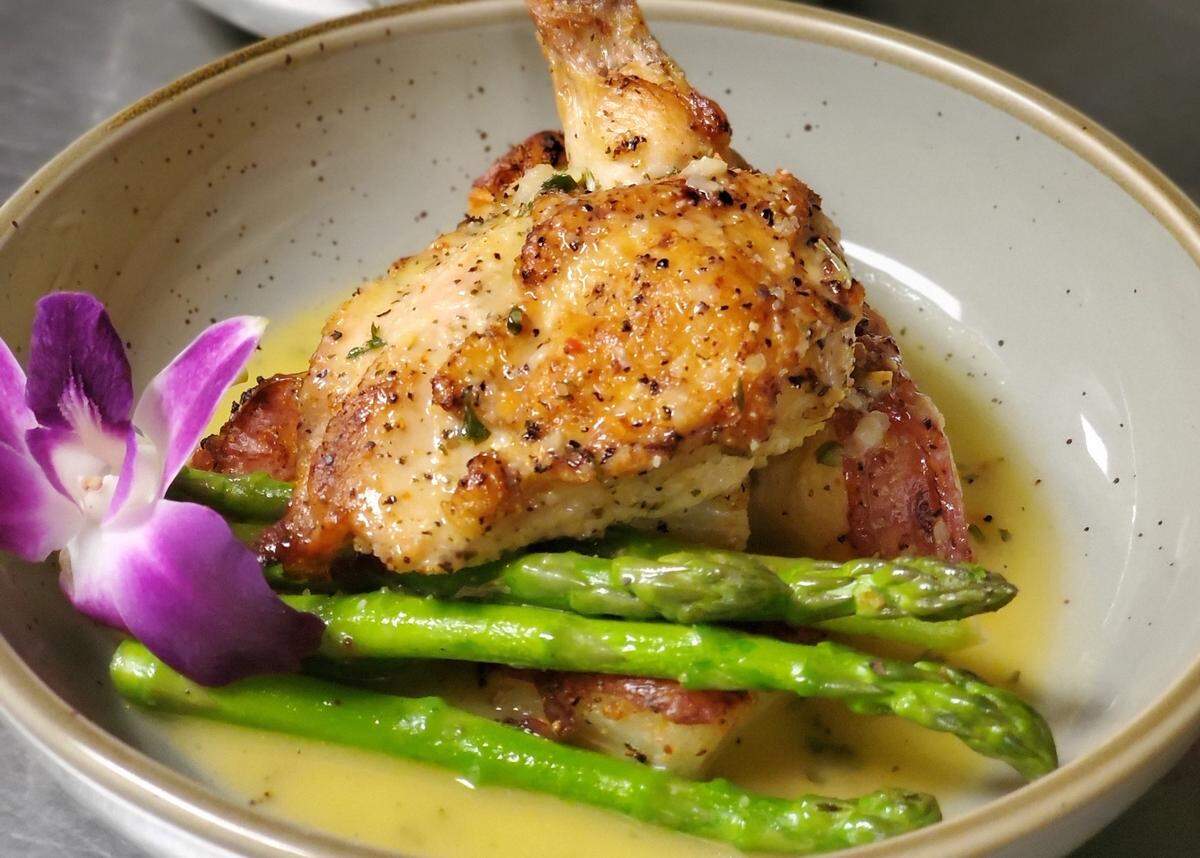 The Chicken Piccata at Chef’s Kitchen is served with roasted potatoes and asparagus for $20.