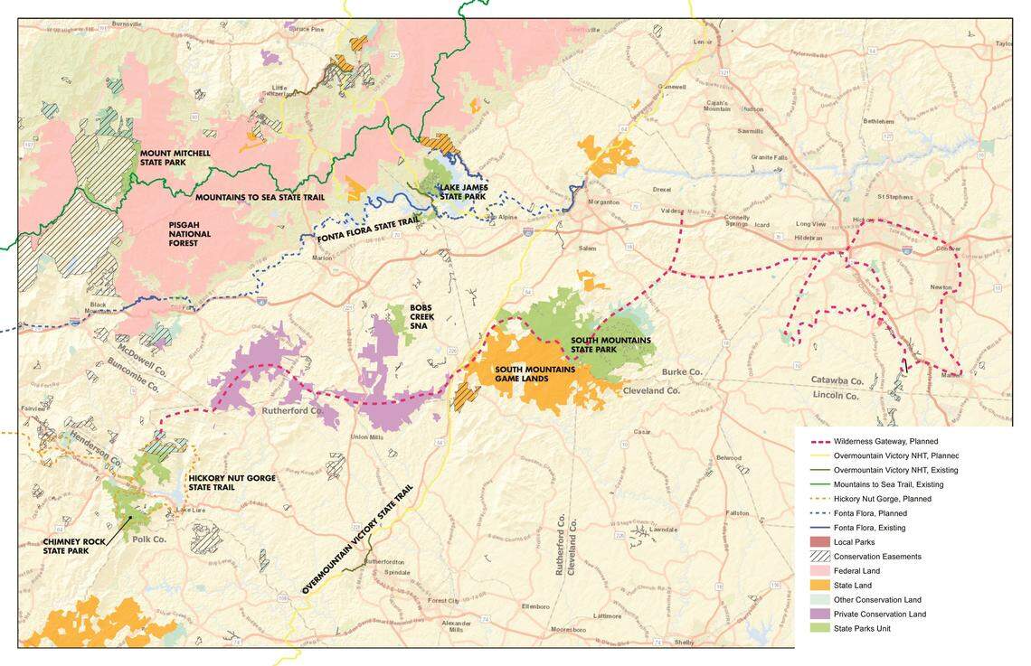Map of the planned Wilderness Gateway State Trail