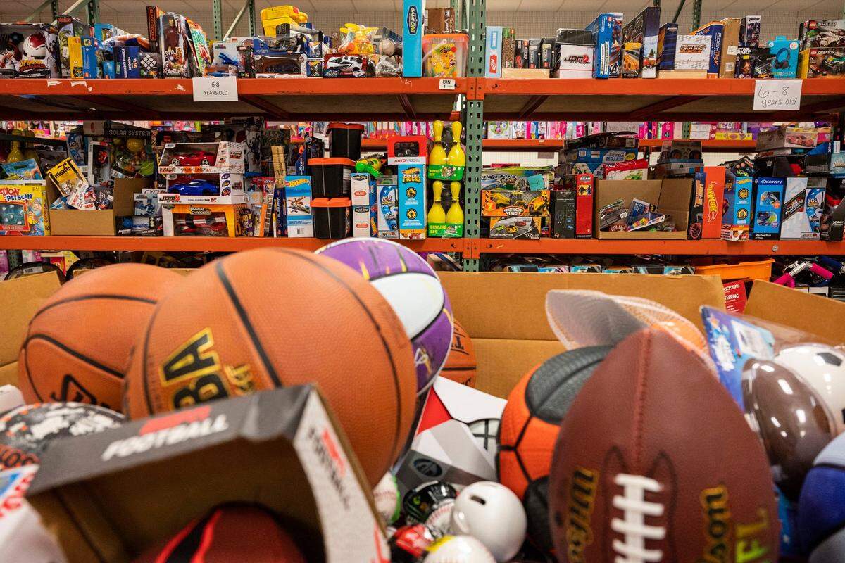 Toys fill shelves of the space in Pineville used by the Salvation Army of Greater Charlotte for requests for its angel tree program. Over 8,300 children, seniors and people with disabilities will receive gifts through the Empty Stocking Fund supplementing the Salvation Army’s programs.