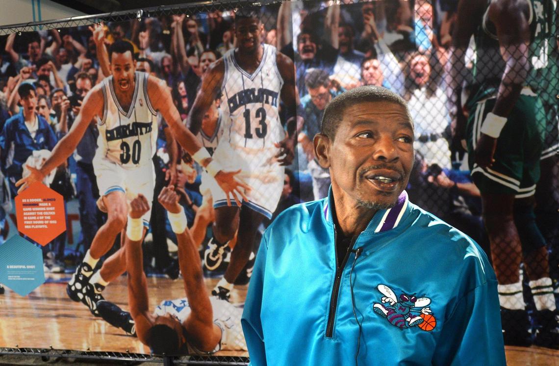 “We all swarmed him.” Alonzo Mourning’s teammates swarmed him on the floor after his last-second shot knocked the Celtics out of the 1993 playoffs.