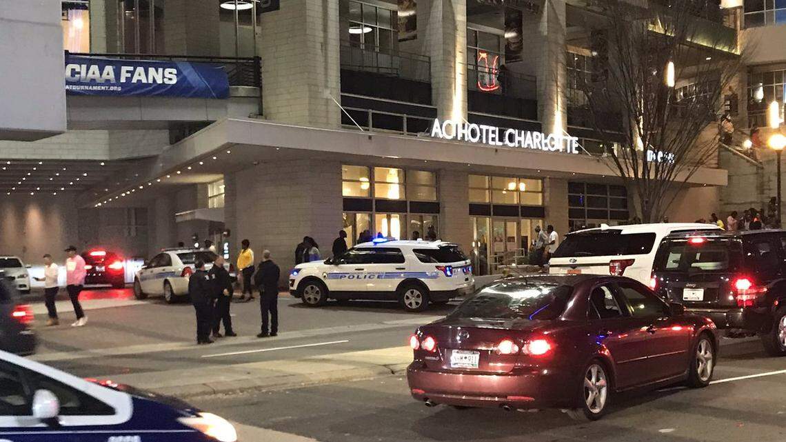 Two people were shot during a fight at the AC Hotel in uptown Charlotte Sunday.