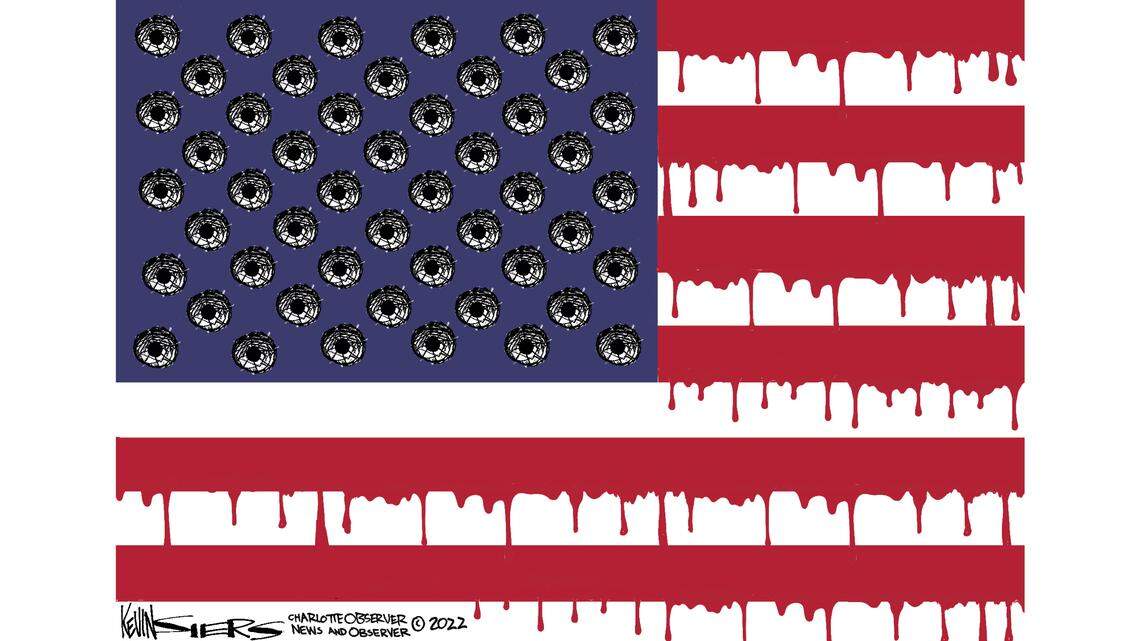 O say, can you see an end to mass shootings? | Kevin Siers cartoon